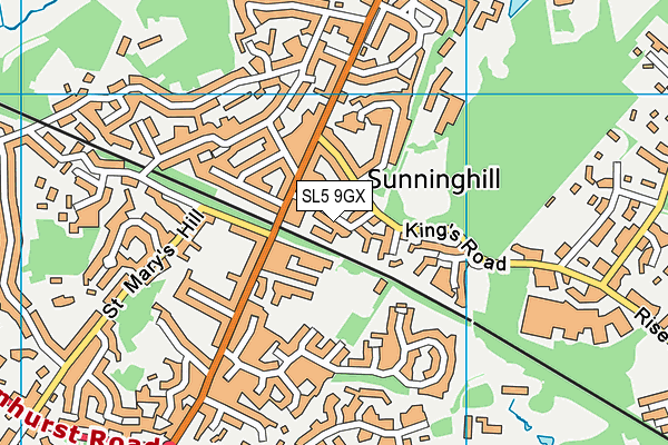 SL5 9GX map - OS VectorMap District (Ordnance Survey) SL5 9GX map - OS VectorMap District (Ordnance Survey)