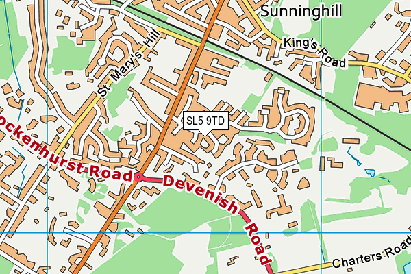 SL5 9TD map - OS VectorMap District (Ordnance Survey) SL5 9TD map - OS VectorMap District (Ordnance Survey)