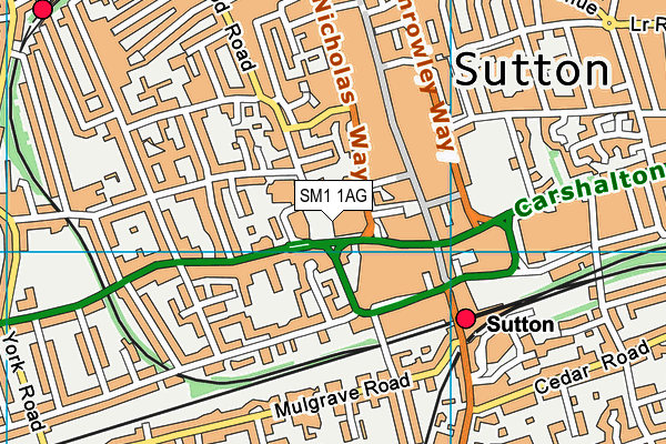 SM1 1AG map - OS VectorMap District (Ordnance Survey) SM1 1AG map - OS VectorMap District (Ordnance Survey)