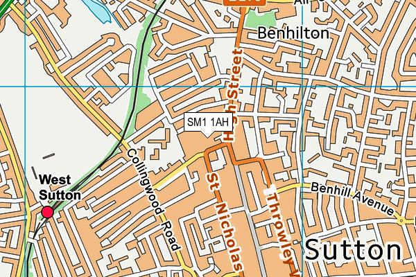 SM1 1AH map - OS VectorMap District (Ordnance Survey) SM1 1AH map - OS VectorMap District (Ordnance Survey)
