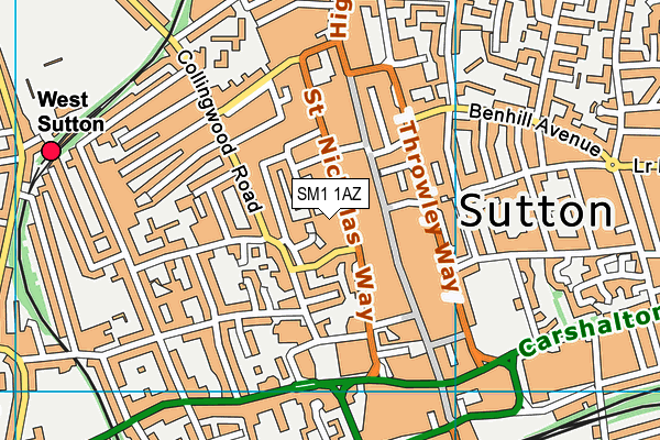 SM1 1AZ map - OS VectorMap District (Ordnance Survey) SM1 1AZ map - OS VectorMap District (Ordnance Survey)