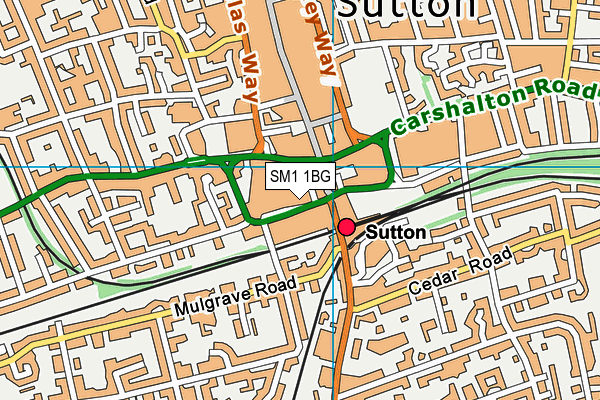 SM1 1BG map - OS VectorMap District (Ordnance Survey) SM1 1BG map - OS VectorMap District (Ordnance Survey)