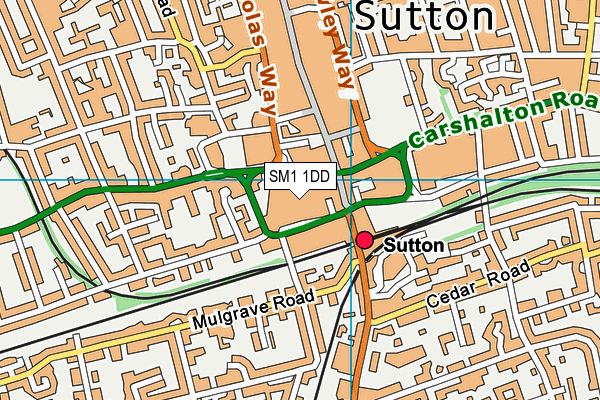 SM1 1DD map - OS VectorMap District (Ordnance Survey) SM1 1DD map - OS VectorMap District (Ordnance Survey)