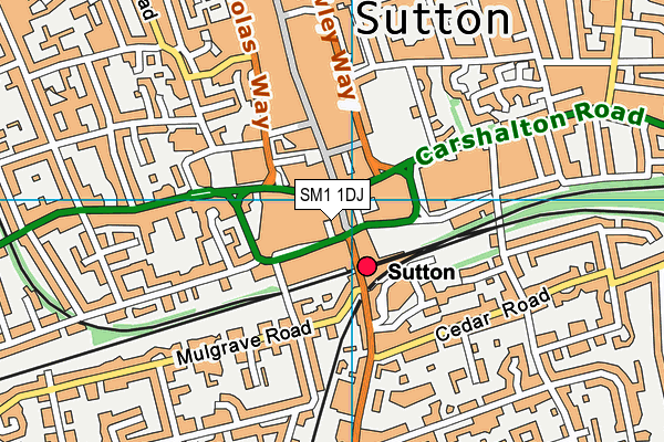 SM1 1DJ map - OS VectorMap District (Ordnance Survey)