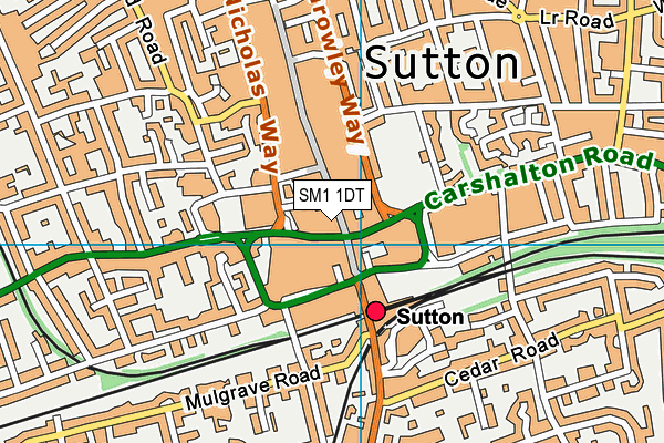 SM1 1DT map - OS VectorMap District (Ordnance Survey) SM1 1DT map - OS VectorMap District (Ordnance Survey)