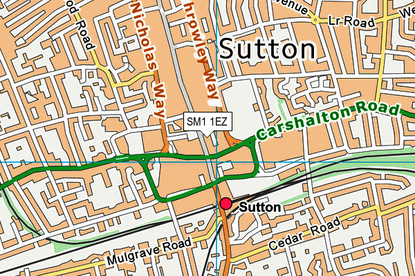 SM1 1EZ map - OS VectorMap District (Ordnance Survey) SM1 1EZ map - OS VectorMap District (Ordnance Survey)