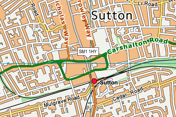SM1 1HY map - OS VectorMap District (Ordnance Survey) SM1 1HY map - OS VectorMap District (Ordnance Survey)