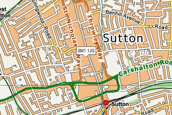 SM1 1JG map - OS VectorMap District (Ordnance Survey) SM1 1JG map - OS VectorMap District (Ordnance Survey)