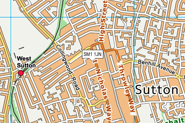 SM1 1JN map - OS VectorMap District (Ordnance Survey) SM1 1JN map - OS VectorMap District (Ordnance Survey)