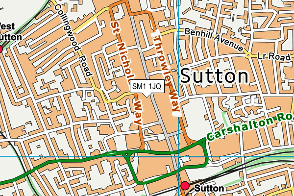 SM1 1JQ map - OS VectorMap District (Ordnance Survey) SM1 1JQ map - OS VectorMap District (Ordnance Survey)