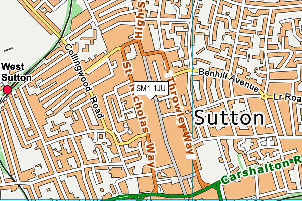 SM1 1JU map - OS VectorMap District (Ordnance Survey) SM1 1JU map - OS VectorMap District (Ordnance Survey)