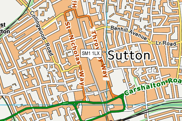 SM1 1LX map - OS VectorMap District (Ordnance Survey) SM1 1LX map - OS VectorMap District (Ordnance Survey)