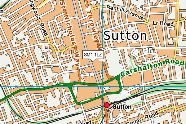 SM1 1LZ map - OS VectorMap District (Ordnance Survey) SM1 1LZ map - OS VectorMap District (Ordnance Survey)