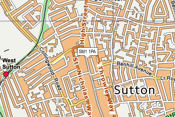 SM1 1PA map - OS VectorMap District (Ordnance Survey) SM1 1PA map - OS VectorMap District (Ordnance Survey)
