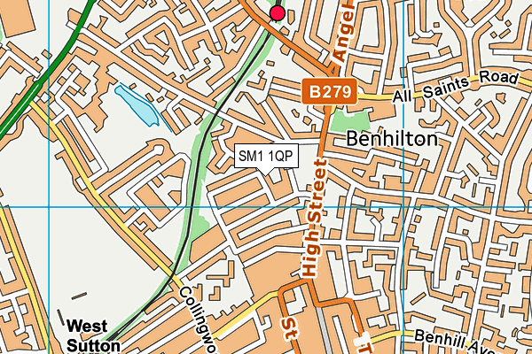 SM1 1QP map - OS VectorMap District (Ordnance Survey)