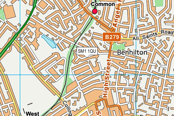 SM1 1QU map - OS VectorMap District (Ordnance Survey) SM1 1QU map - OS VectorMap District (Ordnance Survey)