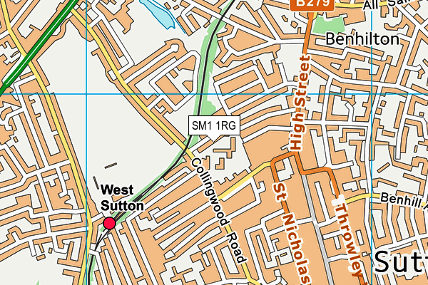 SM1 1RG map - OS VectorMap District (Ordnance Survey) SM1 1RG map - OS VectorMap District (Ordnance Survey)