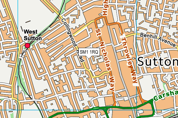 SM1 1RQ map - OS VectorMap District (Ordnance Survey) SM1 1RQ map - OS VectorMap District (Ordnance Survey)