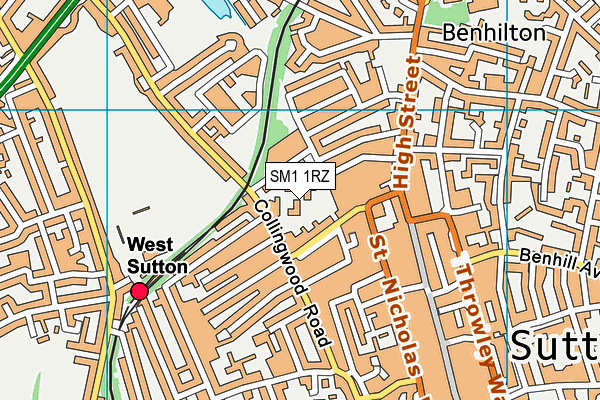 SM1 1RZ map - OS VectorMap District (Ordnance Survey) SM1 1RZ map - OS VectorMap District (Ordnance Survey)