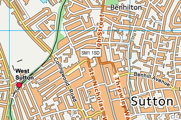 SM1 1SD map - OS VectorMap District (Ordnance Survey) SM1 1SD map - OS VectorMap District (Ordnance Survey)
