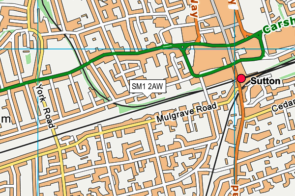 SM1 2AW map - OS VectorMap District (Ordnance Survey) SM1 2AW map - OS VectorMap District (Ordnance Survey)