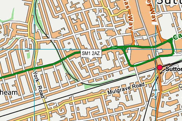 SM1 2AZ map - OS VectorMap District (Ordnance Survey) SM1 2AZ map - OS VectorMap District (Ordnance Survey)