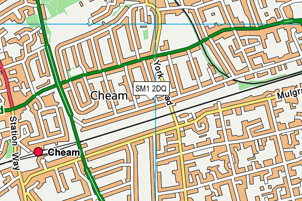 SM1 2DQ map - OS VectorMap District (Ordnance Survey)