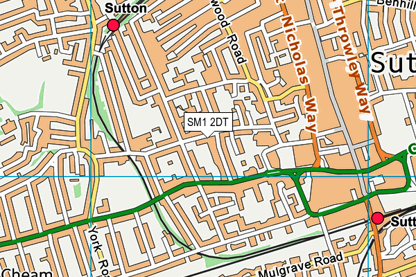 SM1 2DT map - OS VectorMap District (Ordnance Survey) SM1 2DT map - OS VectorMap District (Ordnance Survey)