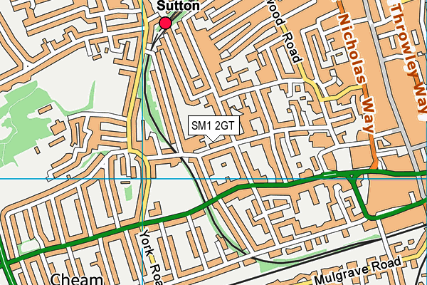 SM1 2GT map - OS VectorMap District (Ordnance Survey) SM1 2GT map - OS VectorMap District (Ordnance Survey)