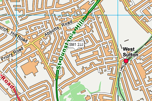SM1 2JJ map - OS VectorMap District (Ordnance Survey) SM1 2JJ map - OS VectorMap District (Ordnance Survey)
