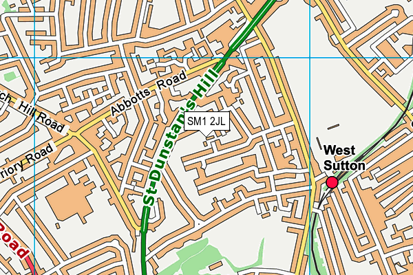SM1 2JL map - OS VectorMap District (Ordnance Survey) SM1 2JL map - OS VectorMap District (Ordnance Survey)
