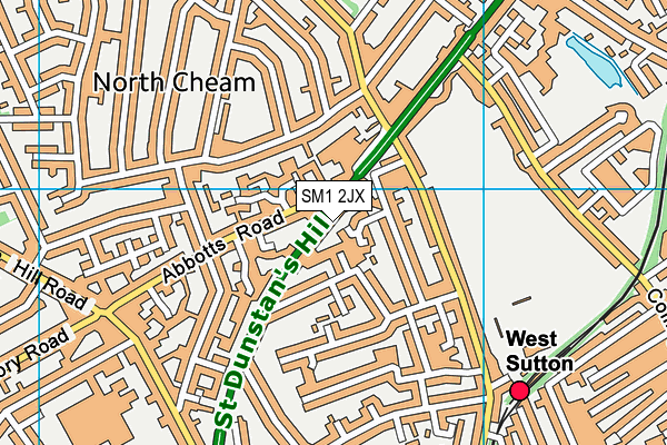 SM1 2JX map - OS VectorMap District (Ordnance Survey) SM1 2JX map - OS VectorMap District (Ordnance Survey)