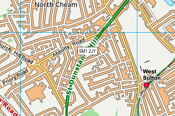 SM1 2JY map - OS VectorMap District (Ordnance Survey) SM1 2JY map - OS VectorMap District (Ordnance Survey)