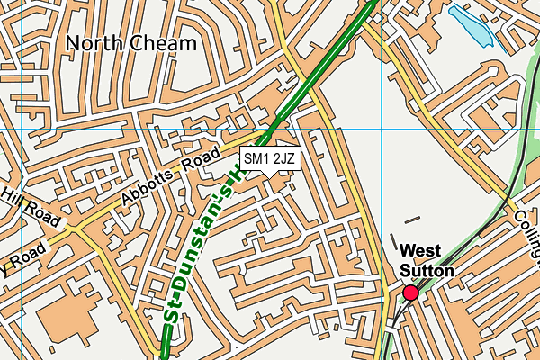 SM1 2JZ map - OS VectorMap District (Ordnance Survey) SM1 2JZ map - OS VectorMap District (Ordnance Survey)