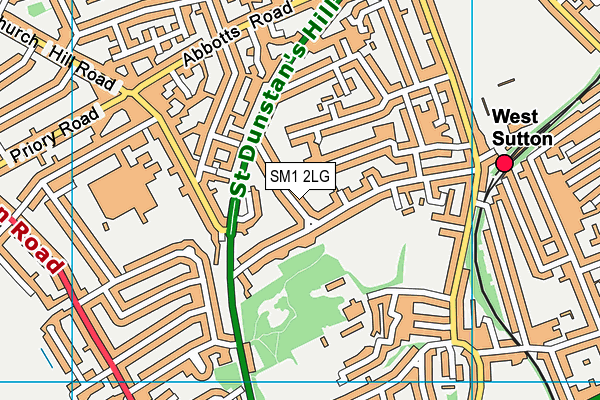 SM1 2LG map - OS VectorMap District (Ordnance Survey) SM1 2LG map - OS VectorMap District (Ordnance Survey)
