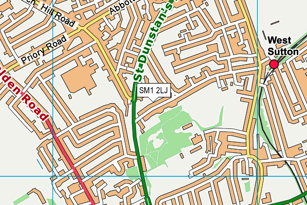 SM1 2LJ map - OS VectorMap District (Ordnance Survey) SM1 2LJ map - OS VectorMap District (Ordnance Survey)