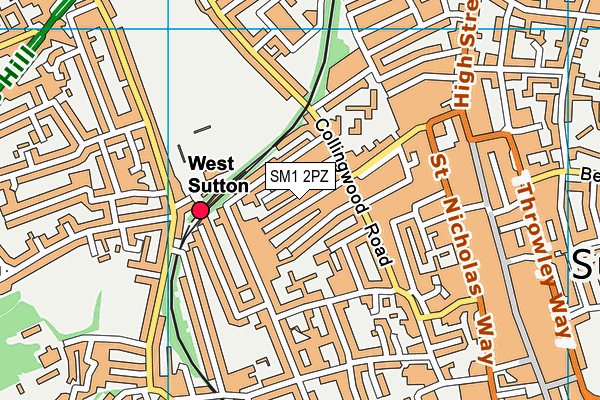 SM1 2PZ map - OS VectorMap District (Ordnance Survey) SM1 2PZ map - OS VectorMap District (Ordnance Survey)