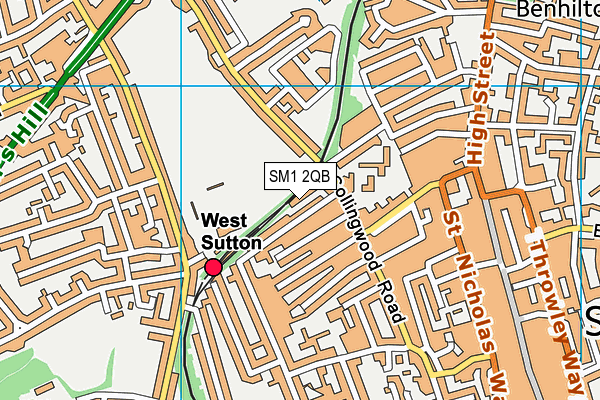 SM1 2QB map - OS VectorMap District (Ordnance Survey) SM1 2QB map - OS VectorMap District (Ordnance Survey)