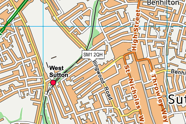 SM1 2QH map - OS VectorMap District (Ordnance Survey) SM1 2QH map - OS VectorMap District (Ordnance Survey)