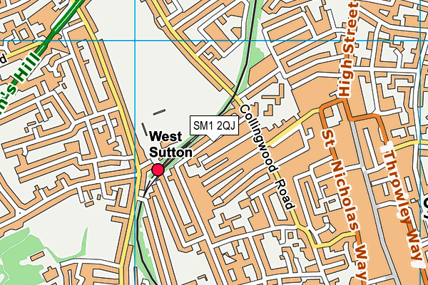 SM1 2QJ map - OS VectorMap District (Ordnance Survey) SM1 2QJ map - OS VectorMap District (Ordnance Survey)
