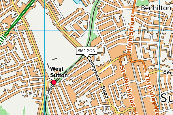 SM1 2QN map - OS VectorMap District (Ordnance Survey) SM1 2QN map - OS VectorMap District (Ordnance Survey)