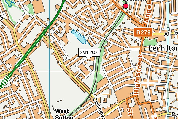 SM1 2QZ map - OS VectorMap District (Ordnance Survey) SM1 2QZ map - OS VectorMap District (Ordnance Survey)