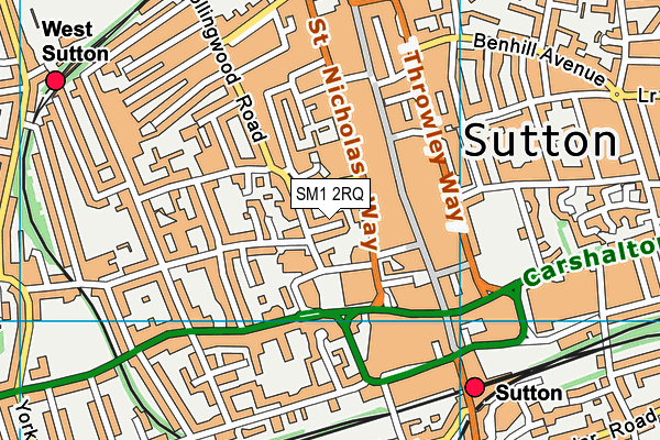 SM1 2RQ map - OS VectorMap District (Ordnance Survey) SM1 2RQ map - OS VectorMap District (Ordnance Survey)