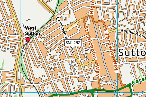 SM1 2RZ map - OS VectorMap District (Ordnance Survey) SM1 2RZ map - OS VectorMap District (Ordnance Survey)