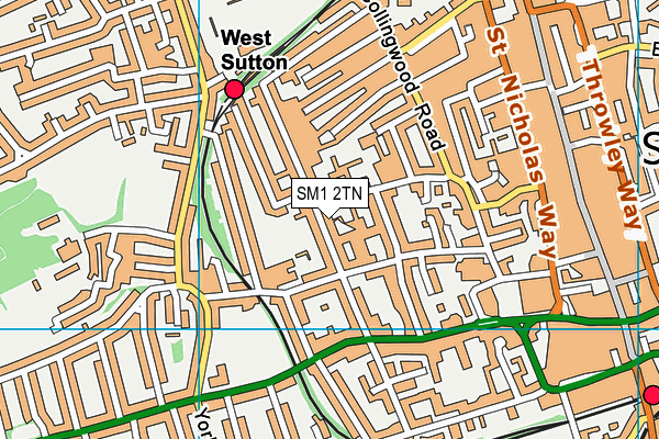 SM1 2TN map - OS VectorMap District (Ordnance Survey) SM1 2TN map - OS VectorMap District (Ordnance Survey)