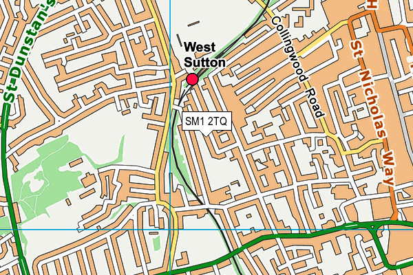 SM1 2TQ map - OS VectorMap District (Ordnance Survey) SM1 2TQ map - OS VectorMap District (Ordnance Survey)