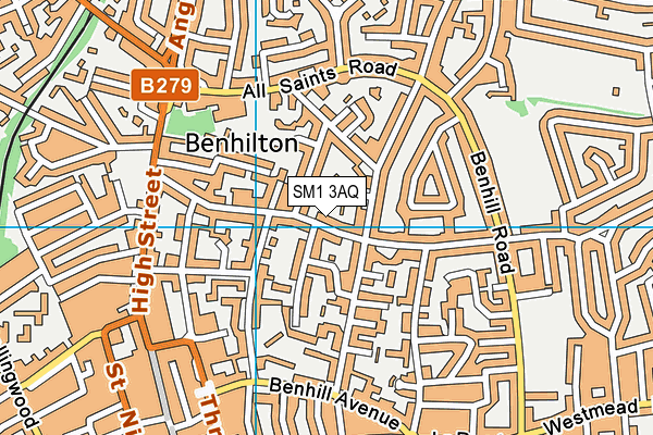 SM1 3AQ map - OS VectorMap District (Ordnance Survey) SM1 3AQ map - OS VectorMap District (Ordnance Survey)