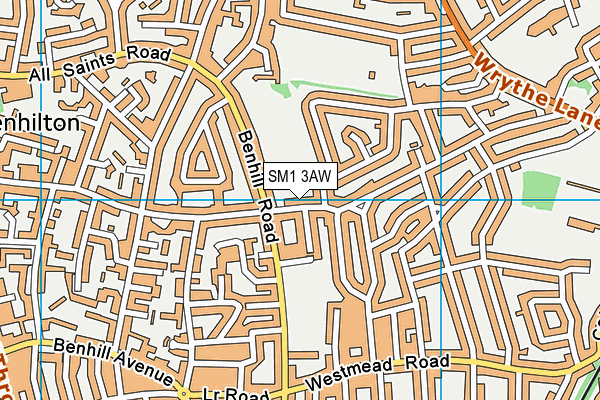 SM1 3AW map - OS VectorMap District (Ordnance Survey) SM1 3AW map - OS VectorMap District (Ordnance Survey)
