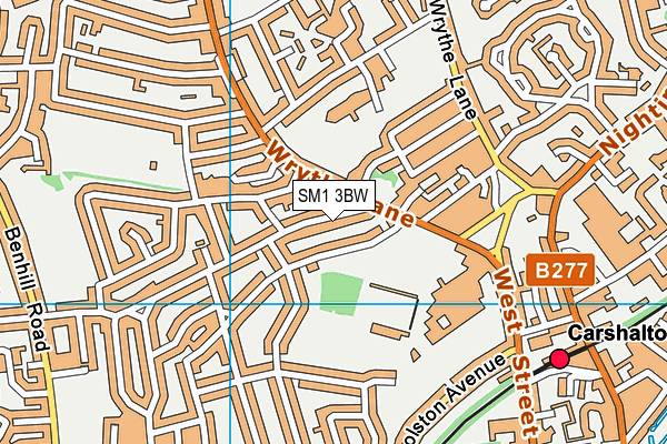 SM1 3BW map - OS VectorMap District (Ordnance Survey) SM1 3BW map - OS VectorMap District (Ordnance Survey)
