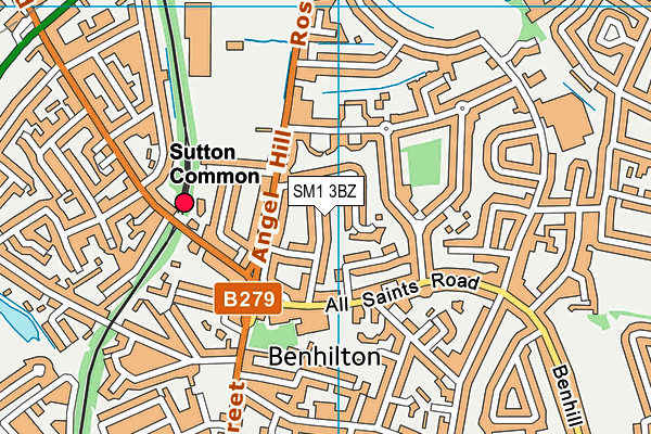 SM1 3BZ map - OS VectorMap District (Ordnance Survey) SM1 3BZ map - OS VectorMap District (Ordnance Survey)